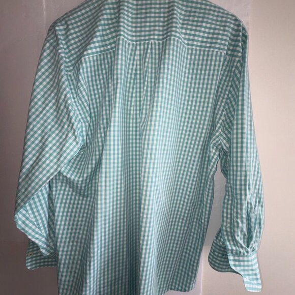 Peter Millar Teal/White Gingham Check Weekender Wash Long Sleeve Button Down L - Picture 12 of 13